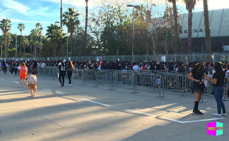 Fans gather for at LA venue for EXO