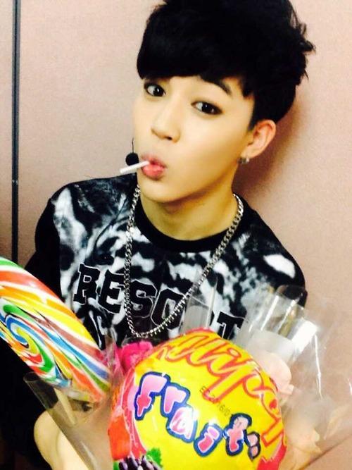 BTS's Jimin with White Day lollipops.